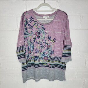 CJ Banks Women's Size 1X Shirt Top Purple Rhinestones